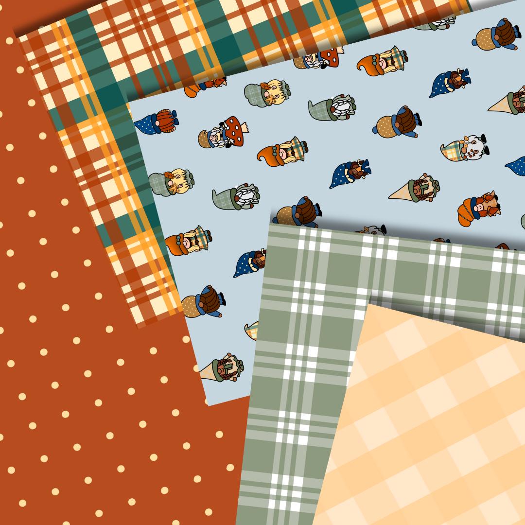 Fall Gnomes Printable Scrapbook Paper 8.5x12