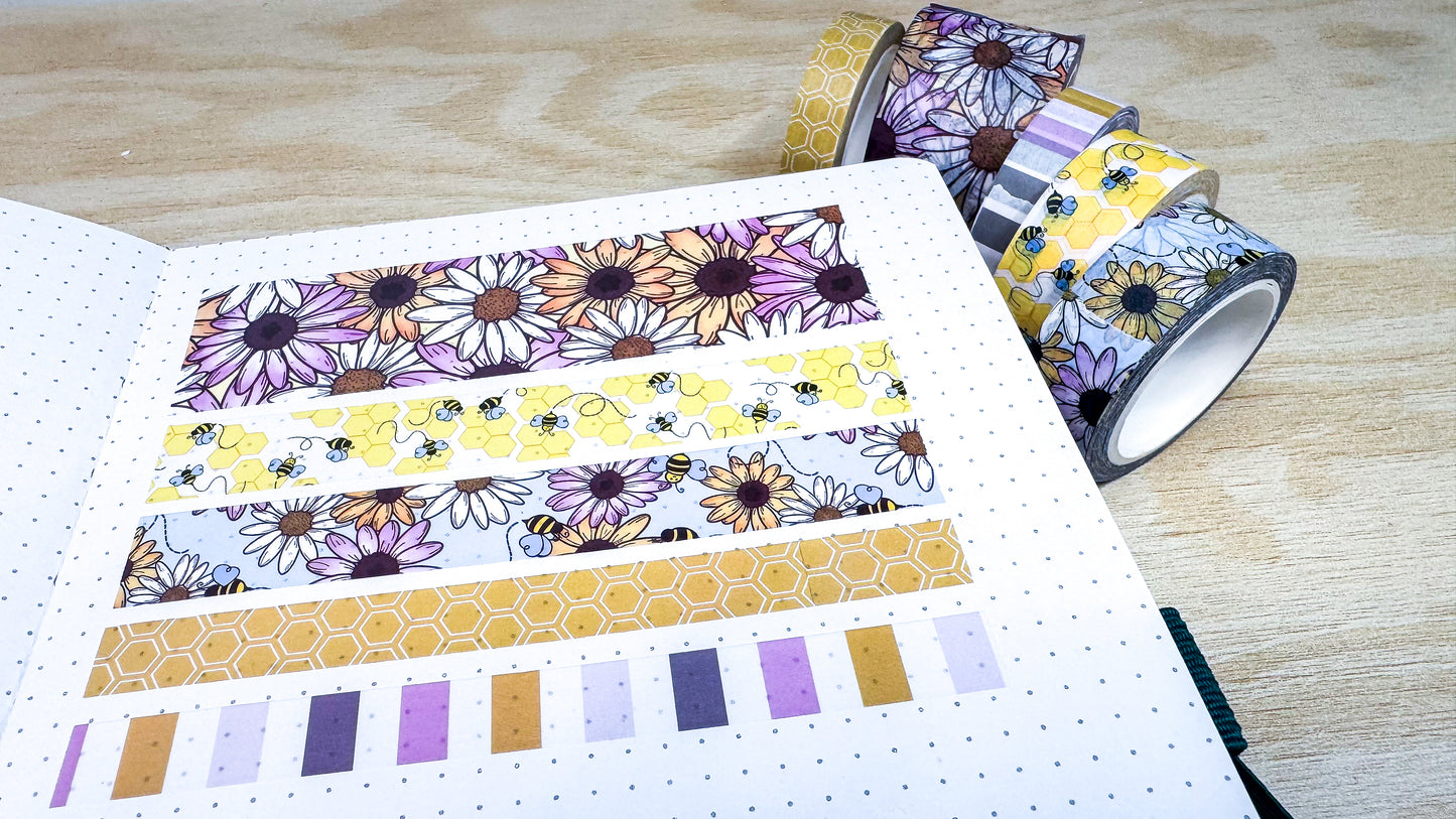 Daisies & Bumblebees Set of 5 Washi Tapes