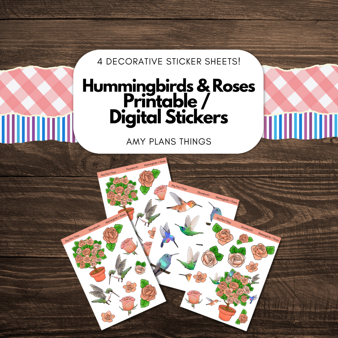 Hummingbirds & Roses June 2025 Planner Insert FULL BUNDLE - Digital download