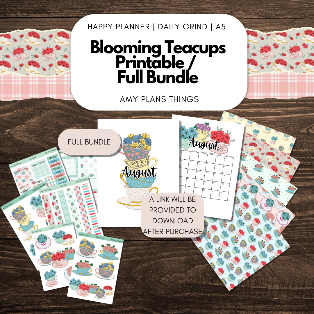 Blooming Teacups Printable FULL Bundle