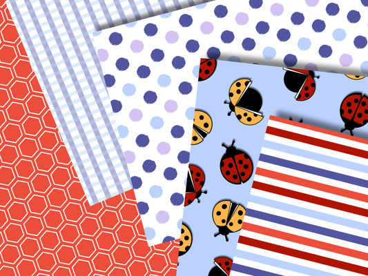 Ladybug + Hydrangea Printable Scrapbook Paper
