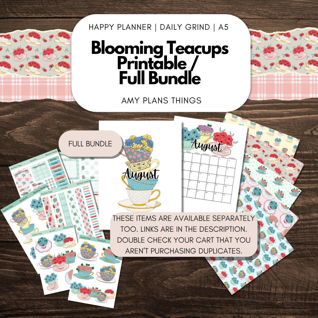 Blooming Teacups Printable FULL Bundle