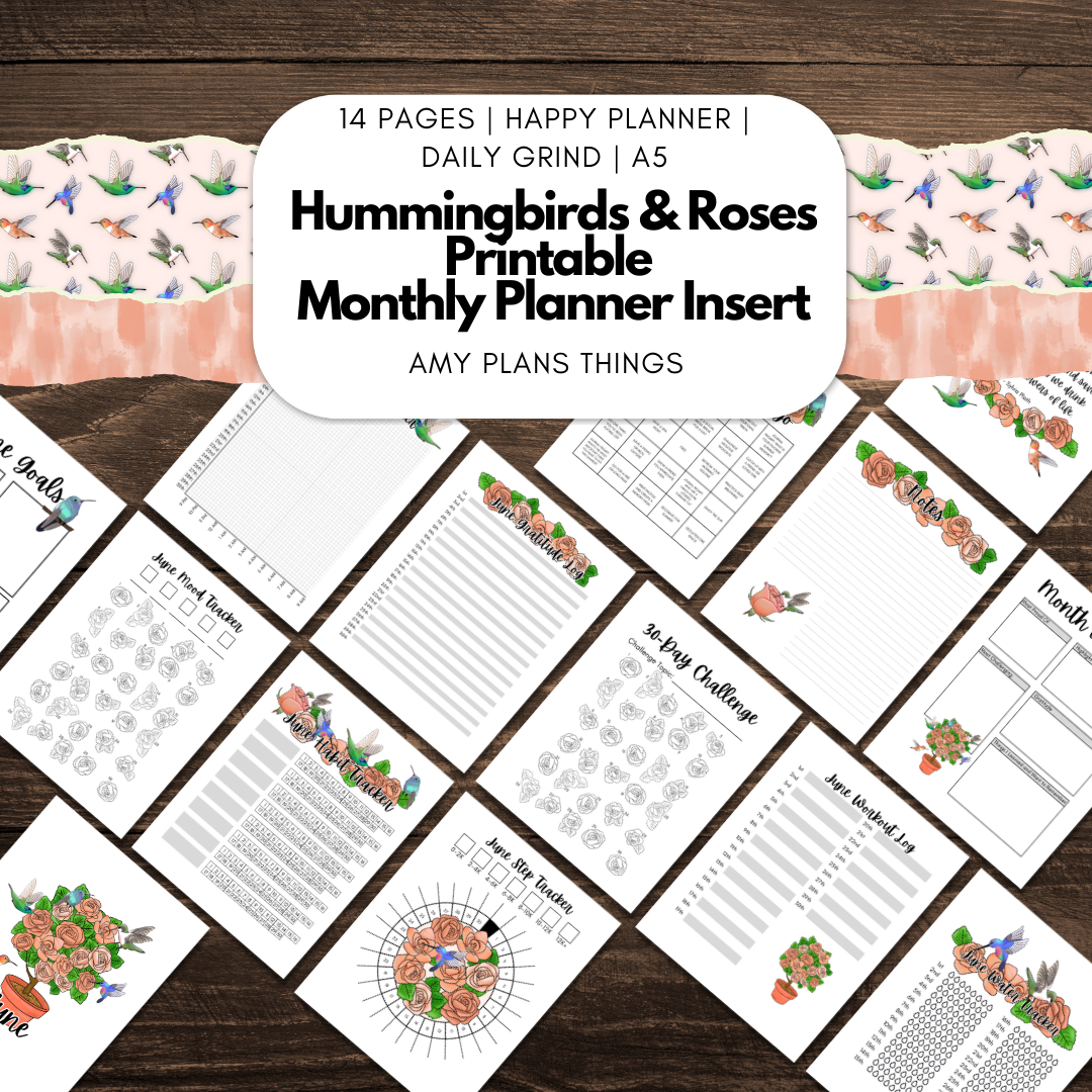 Hummingbirds & Roses June Journal Printable