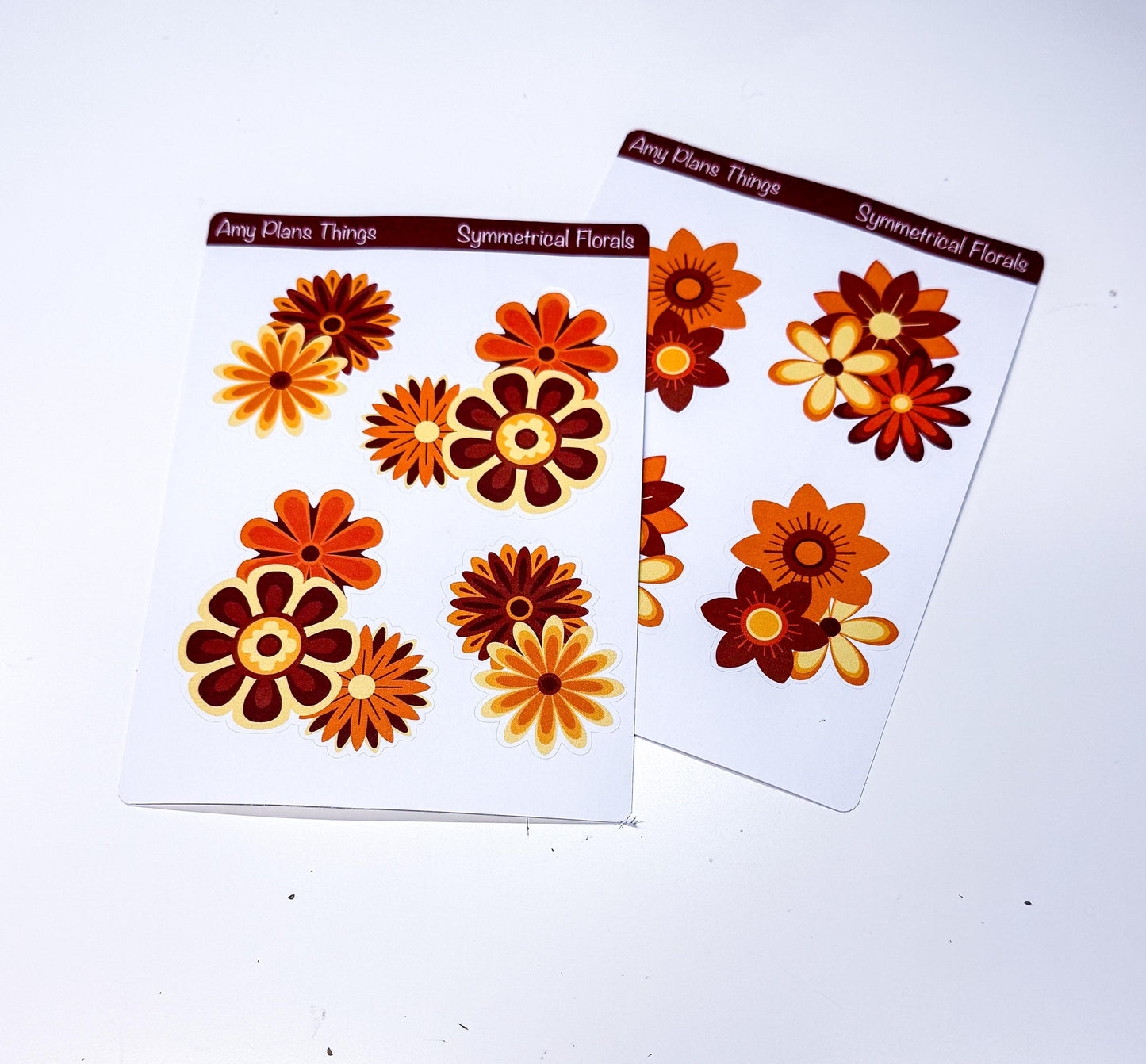 Layered Symmetrical Floral Printable Stickers - Red/Orange Edition