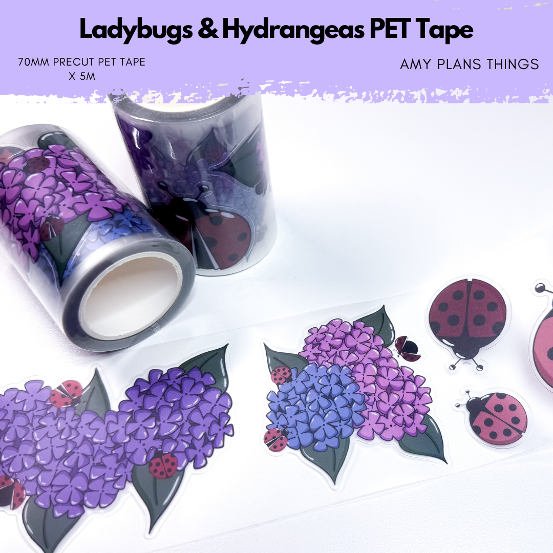 Hydrangeas & Ladybugs PET Tape