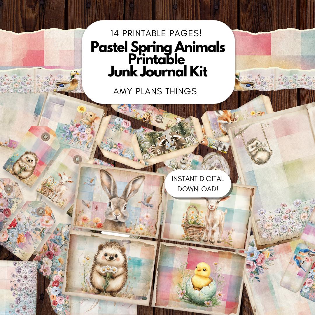 Pastel Spring Animals Junk Journal Kit