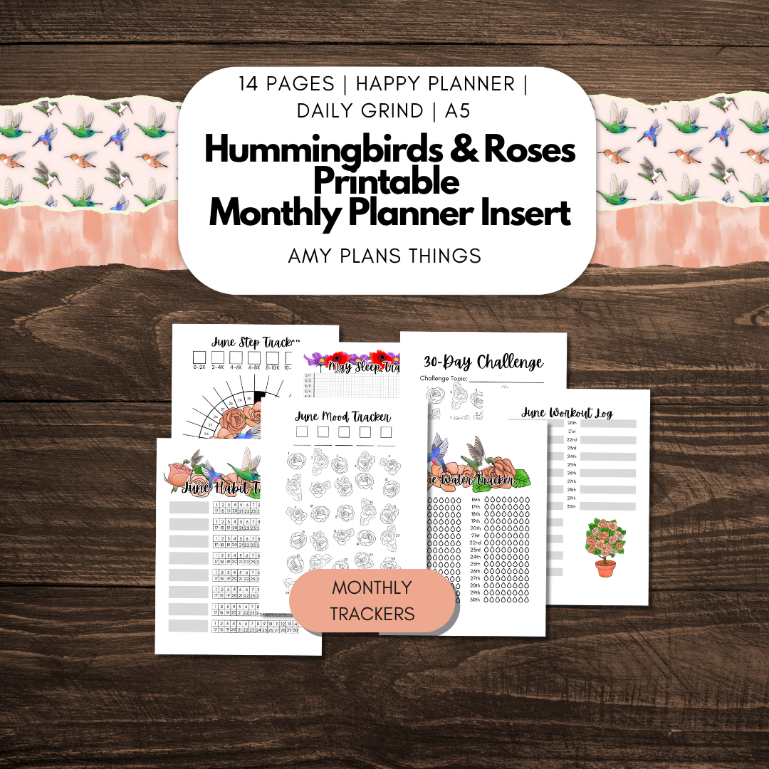 Hummingbirds & Roses June Journal Printable