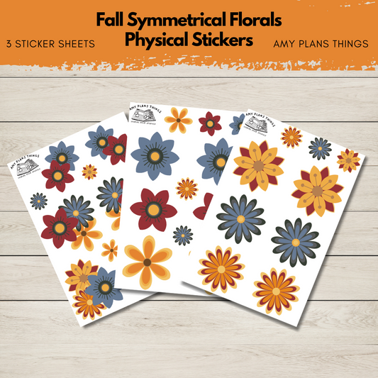 Fall Symmetrical Florals - PHYSICAL Stickers