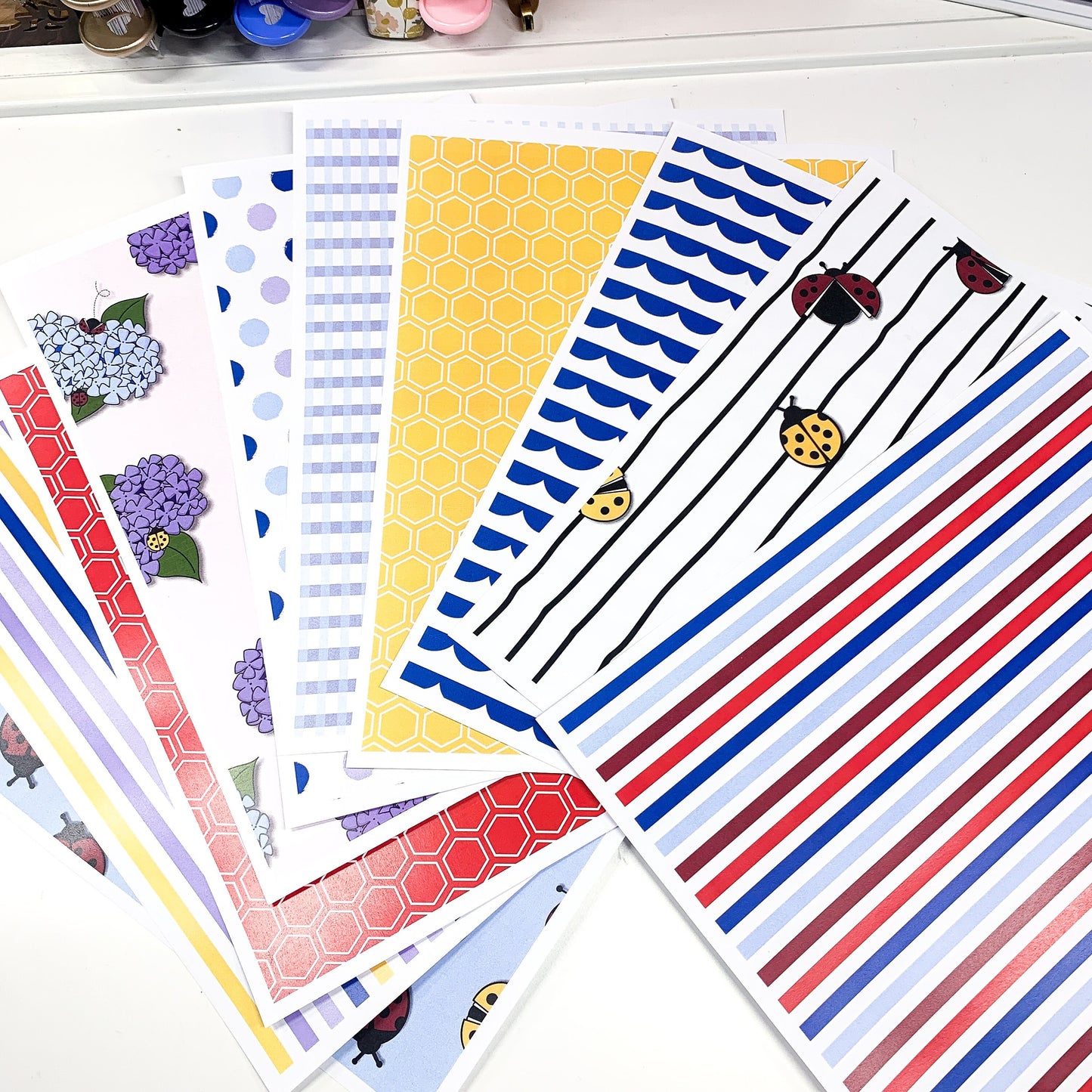 Ladybug + Hydrangea Printable Scrapbook Paper
