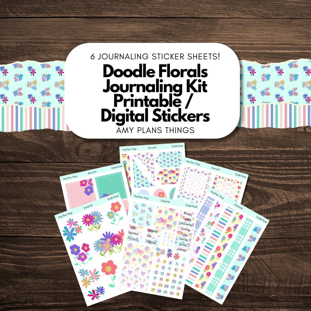 Doodle Florals Printable Journaling Stickers