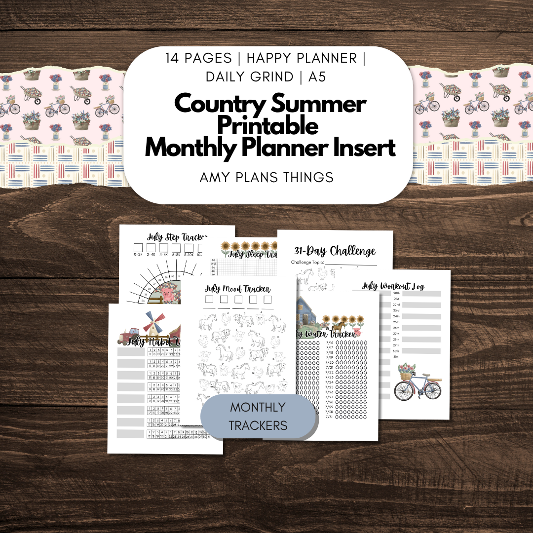 Country Summer July 2025 Printable Journal Insert
