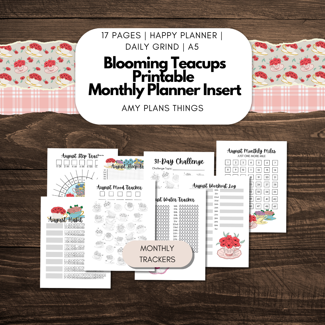 Blooming Teacups August 2025 Printable Journal Insert