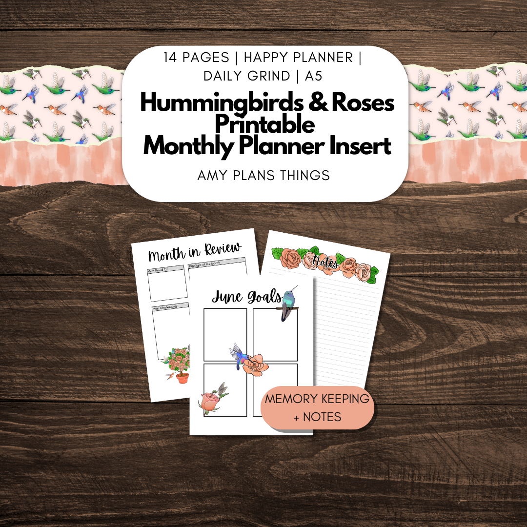 Hummingbirds & Roses June Journal Printable
