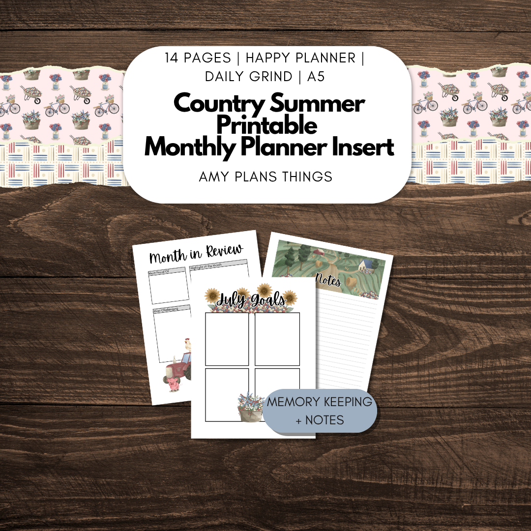Country Summer July 2025 Printable Journal Insert