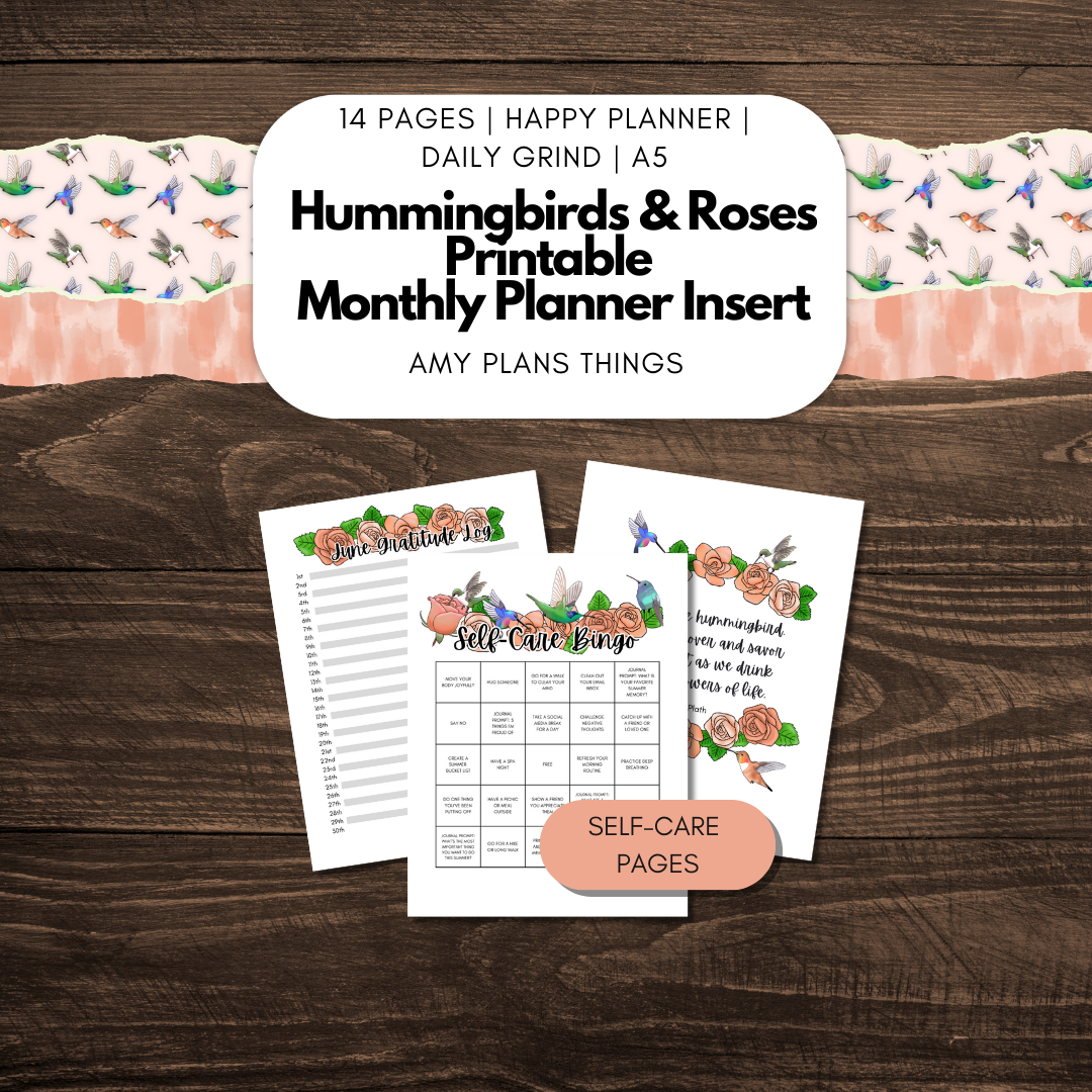 Hummingbirds & Roses June Journal Printable