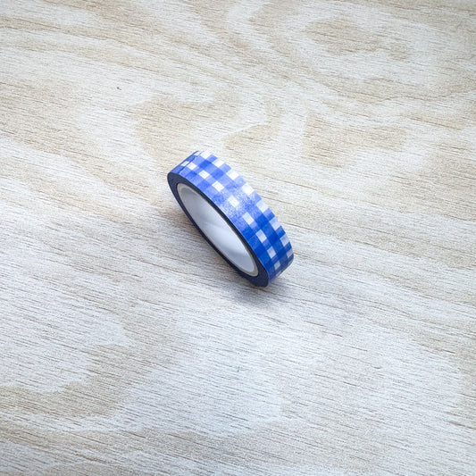 Blue Gingham Washi Tape - 10mm