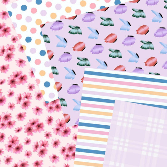 Blossoms & Butterflies Printable Scrapbook Paper 12x12