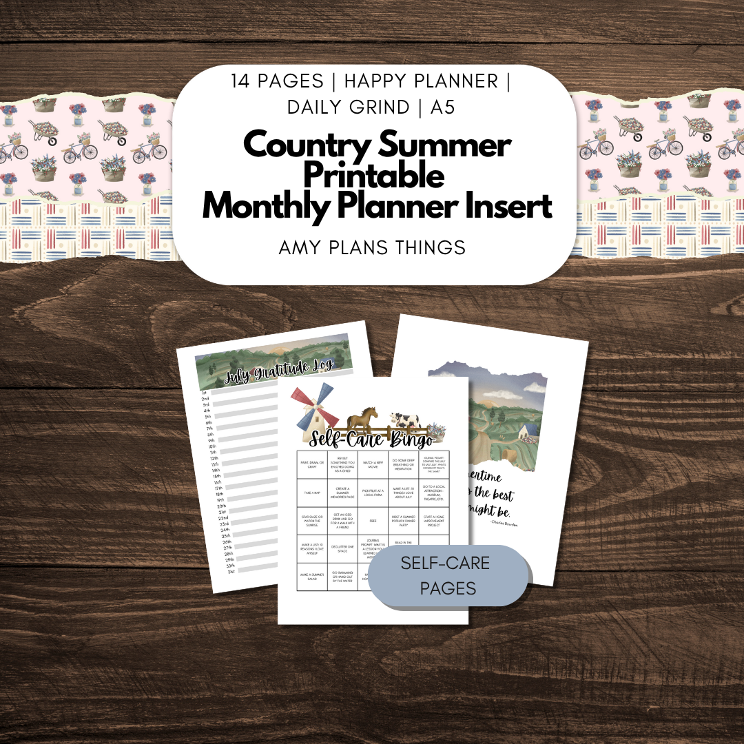 Country Summer July 2025 Printable Journal Insert