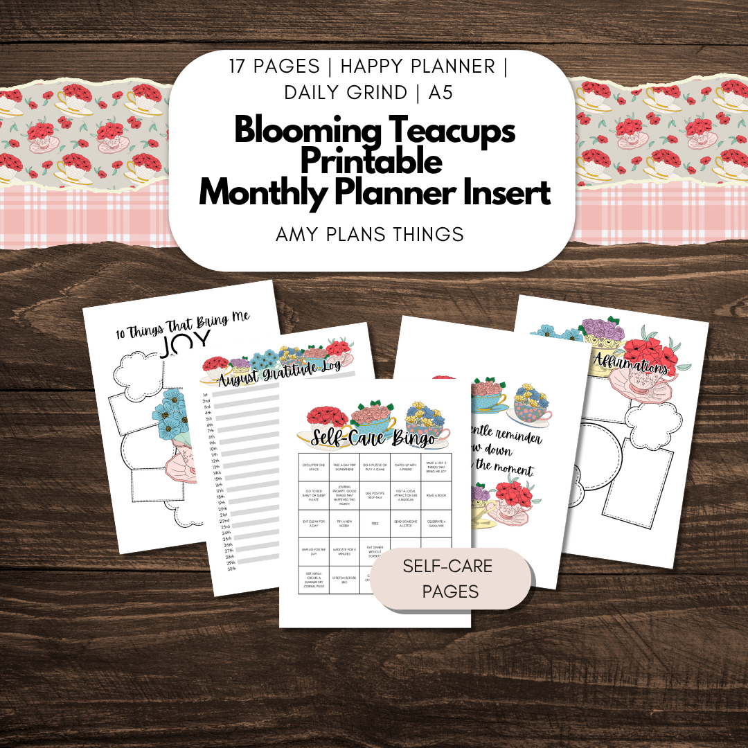 Blooming Teacups August 2025 Printable Journal Insert