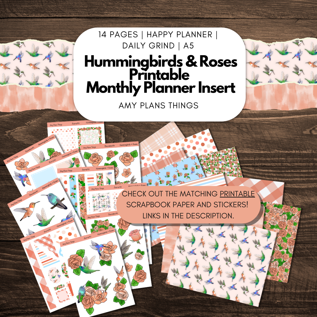 Hummingbirds & Roses June Journal Printable