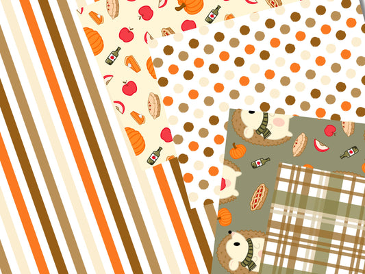 Autumn Hedgehog Printable Scrapbook Paper 12x12
