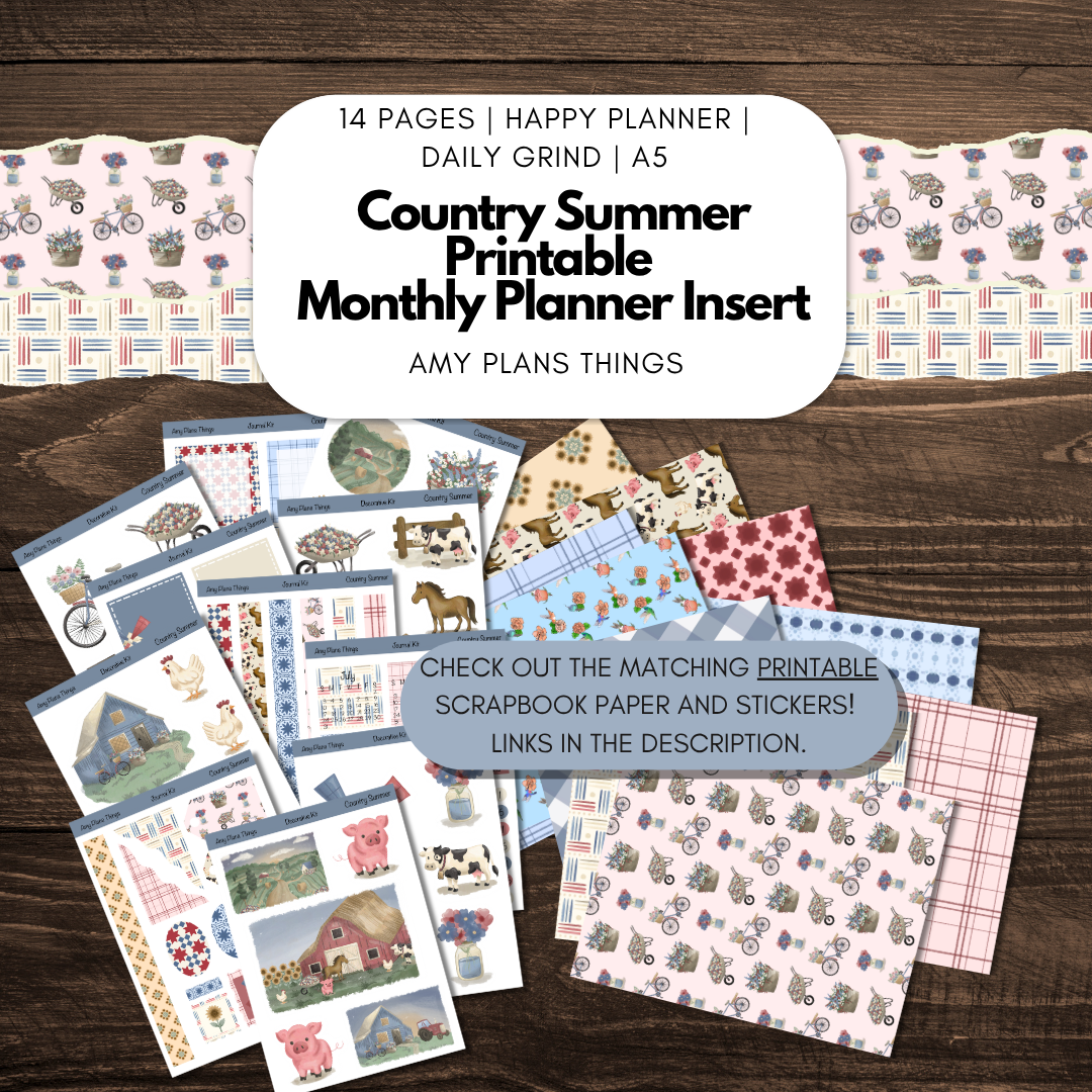 Country Summer July 2025 Printable Journal Insert