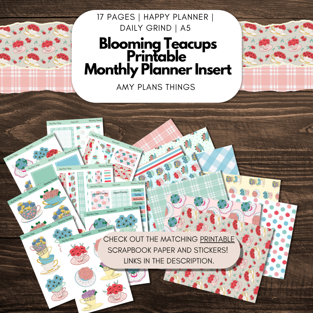 Blooming Teacups August 2025 Printable Journal Insert