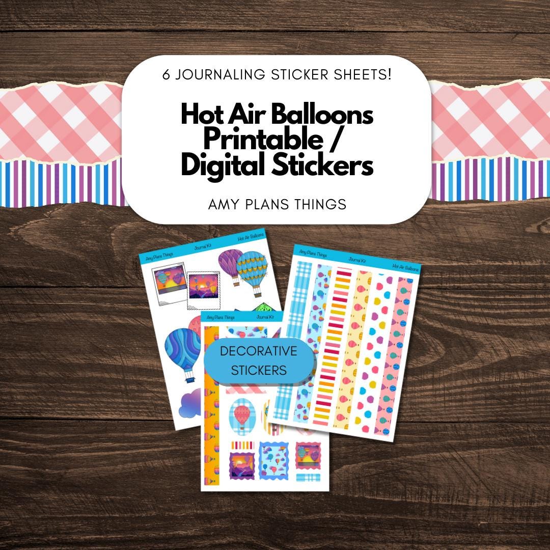 Hot Air Balloons Printable Journal Stickers