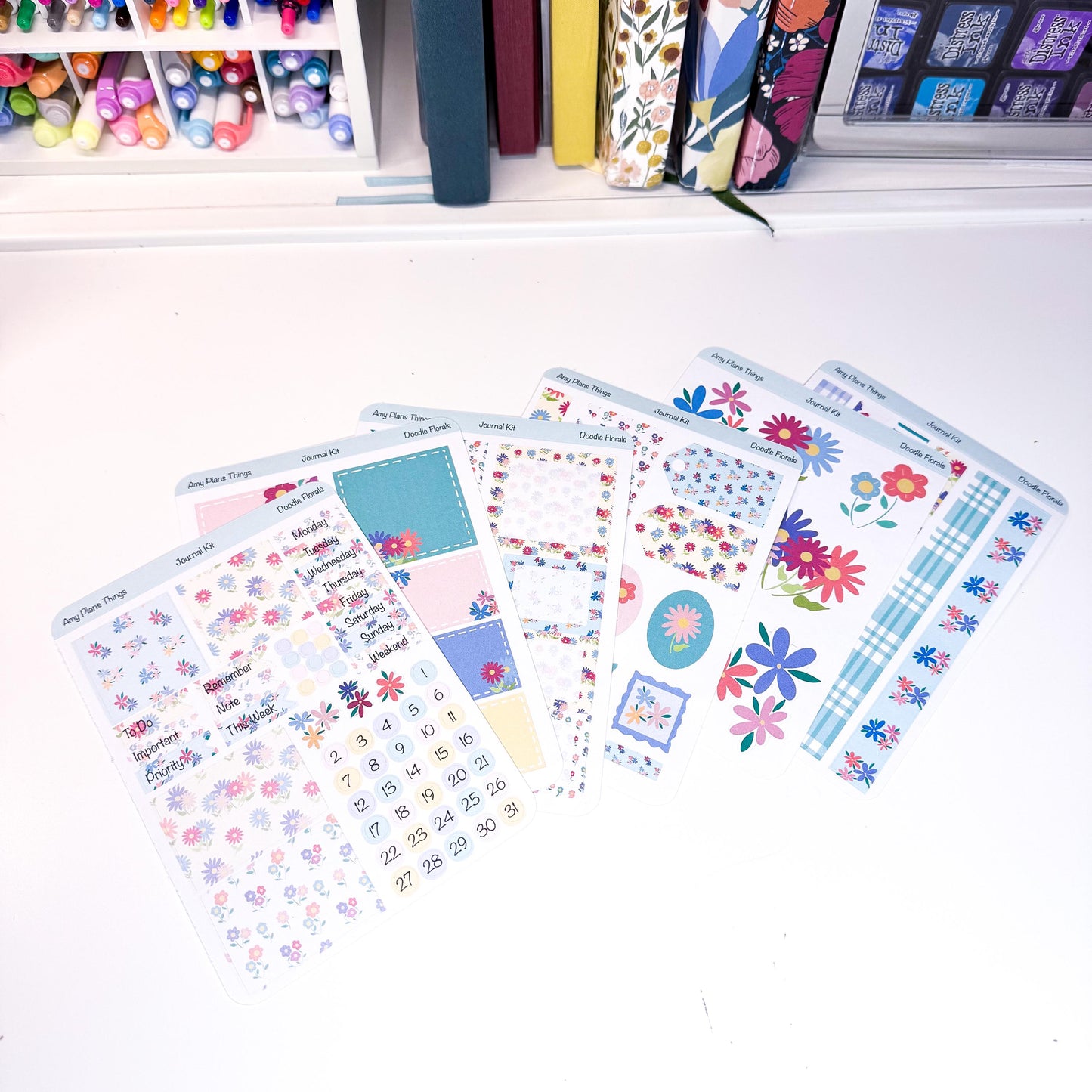 Doodle Florals Printable Journaling Stickers