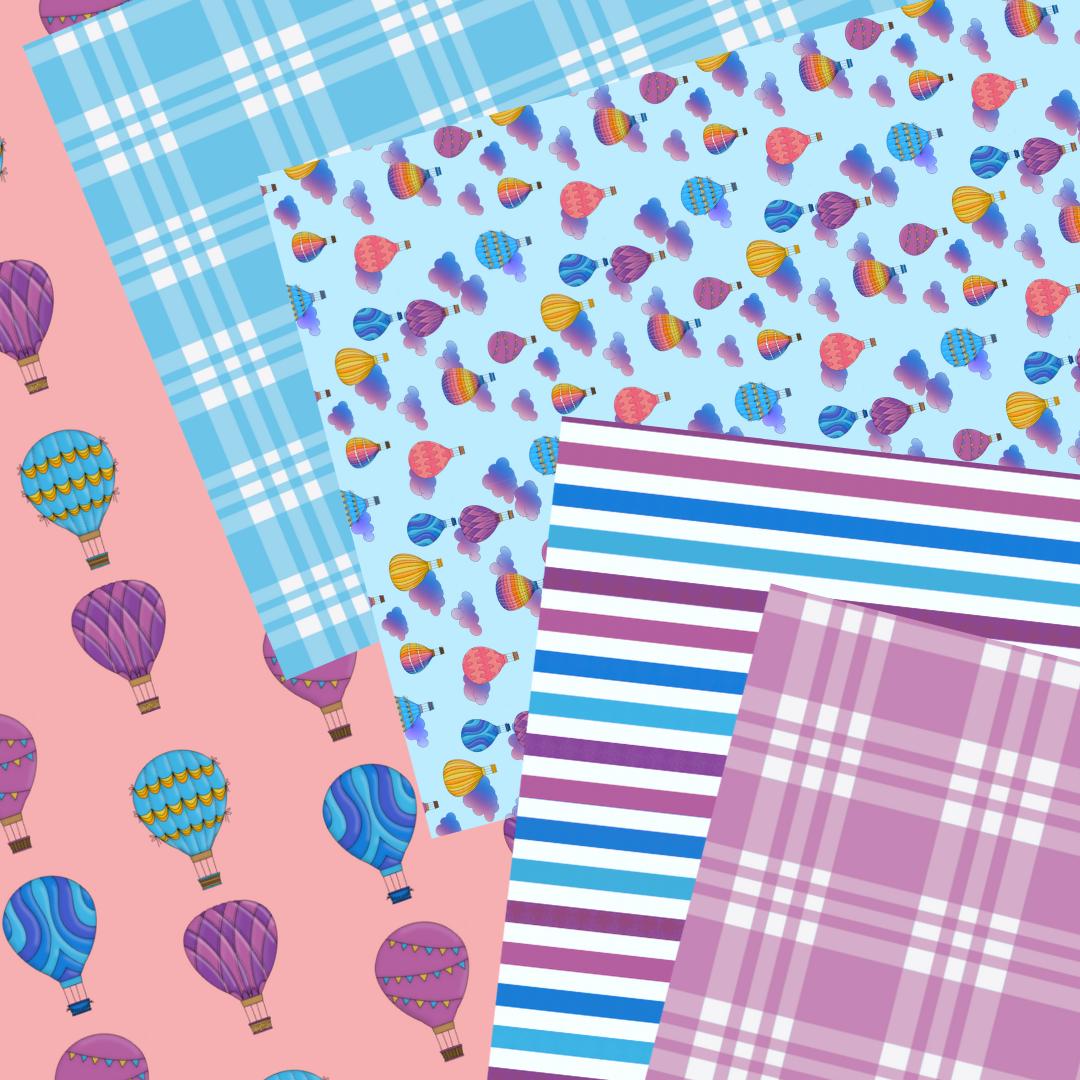 Hot Air Balloons Printable Scrapbook Paper 12x12