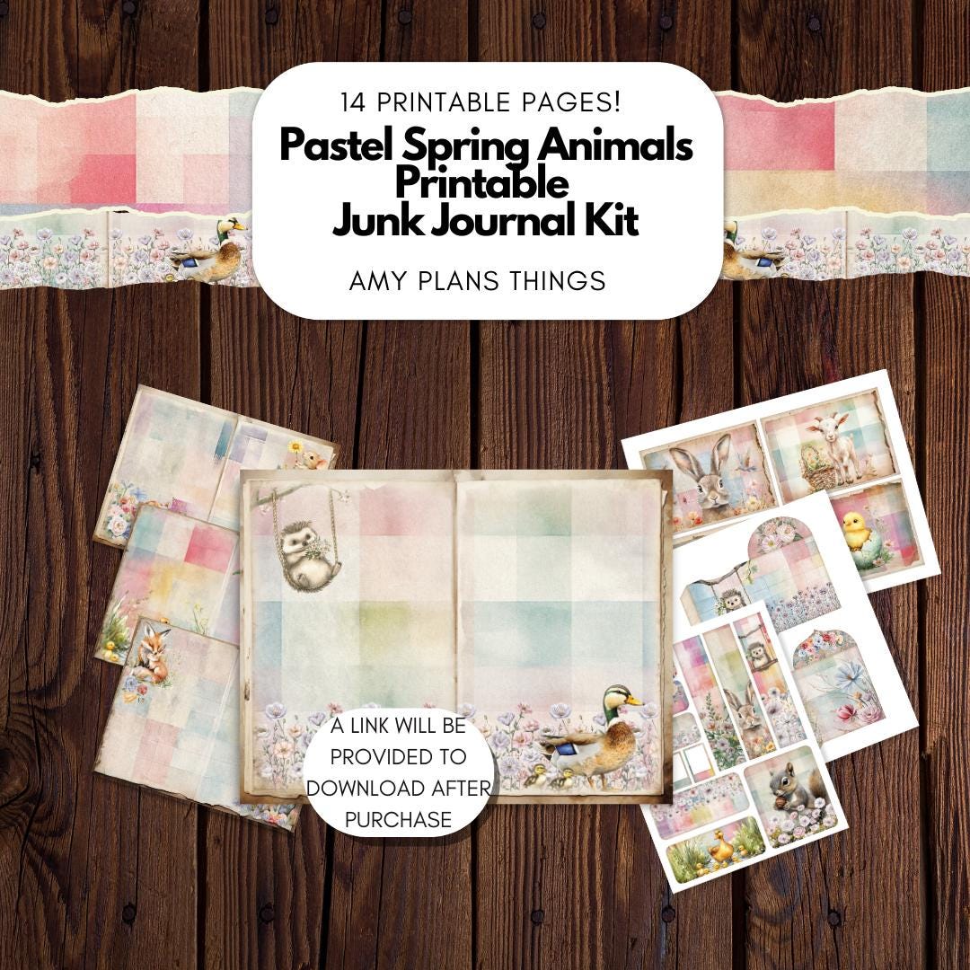 Pastel Spring Animals Junk Journal Kit