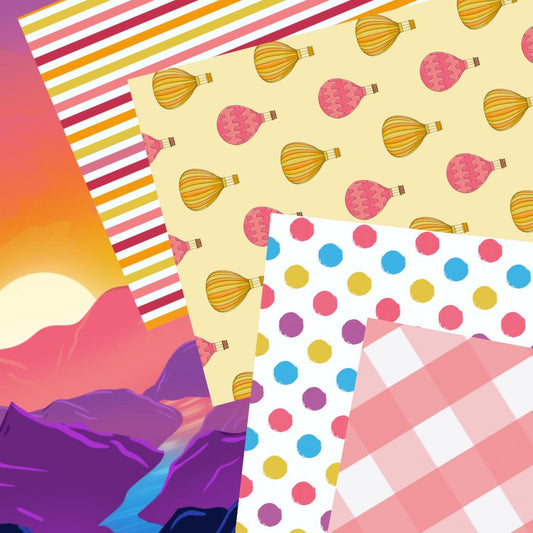 Hot Air Balloons Printable Scrapbook Paper 12x12