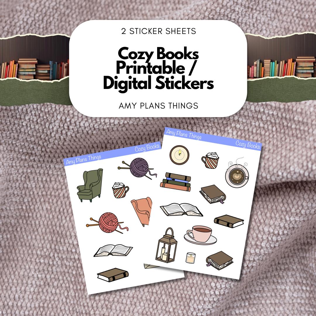 Cozy Books Printable Stickers