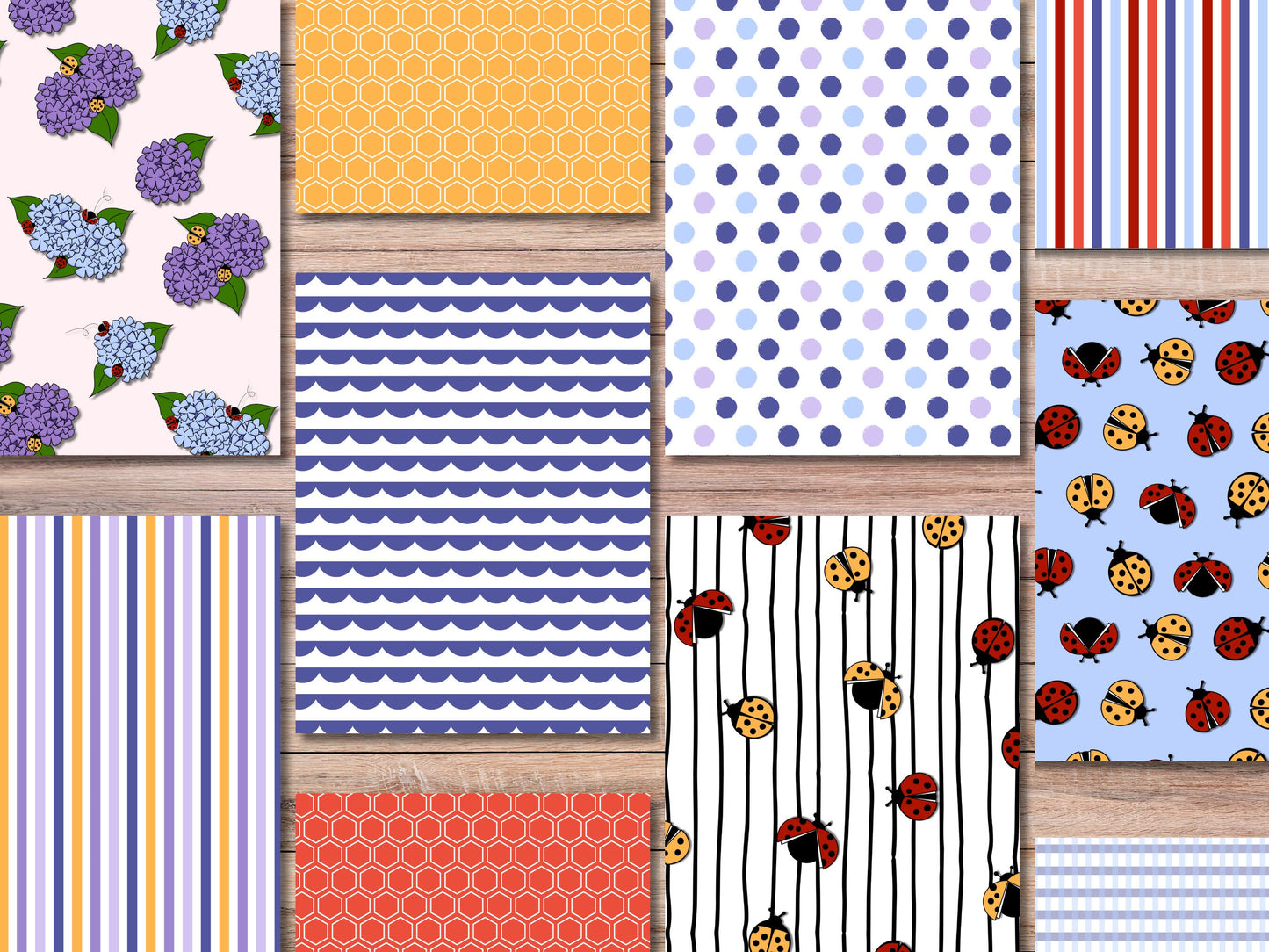 Ladybug + Hydrangea Printable Scrapbook Paper