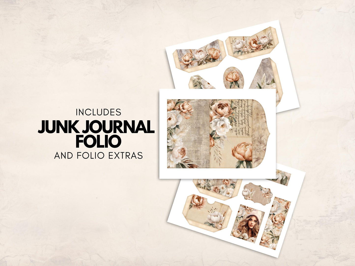 Rustic Florals Junk Journal Kit - Digital Download/Printable