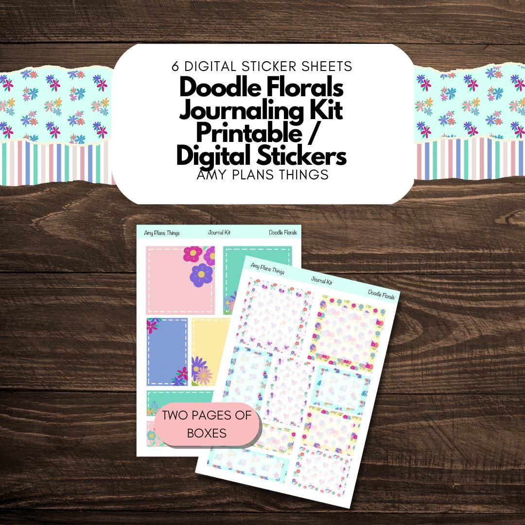 Doodle Florals Printable Journaling Stickers