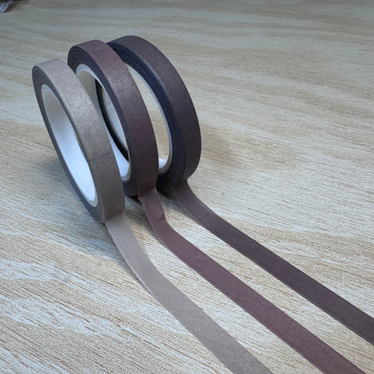 Brown Washi Tape Set - 3 Neutral Colors - 6mm each
