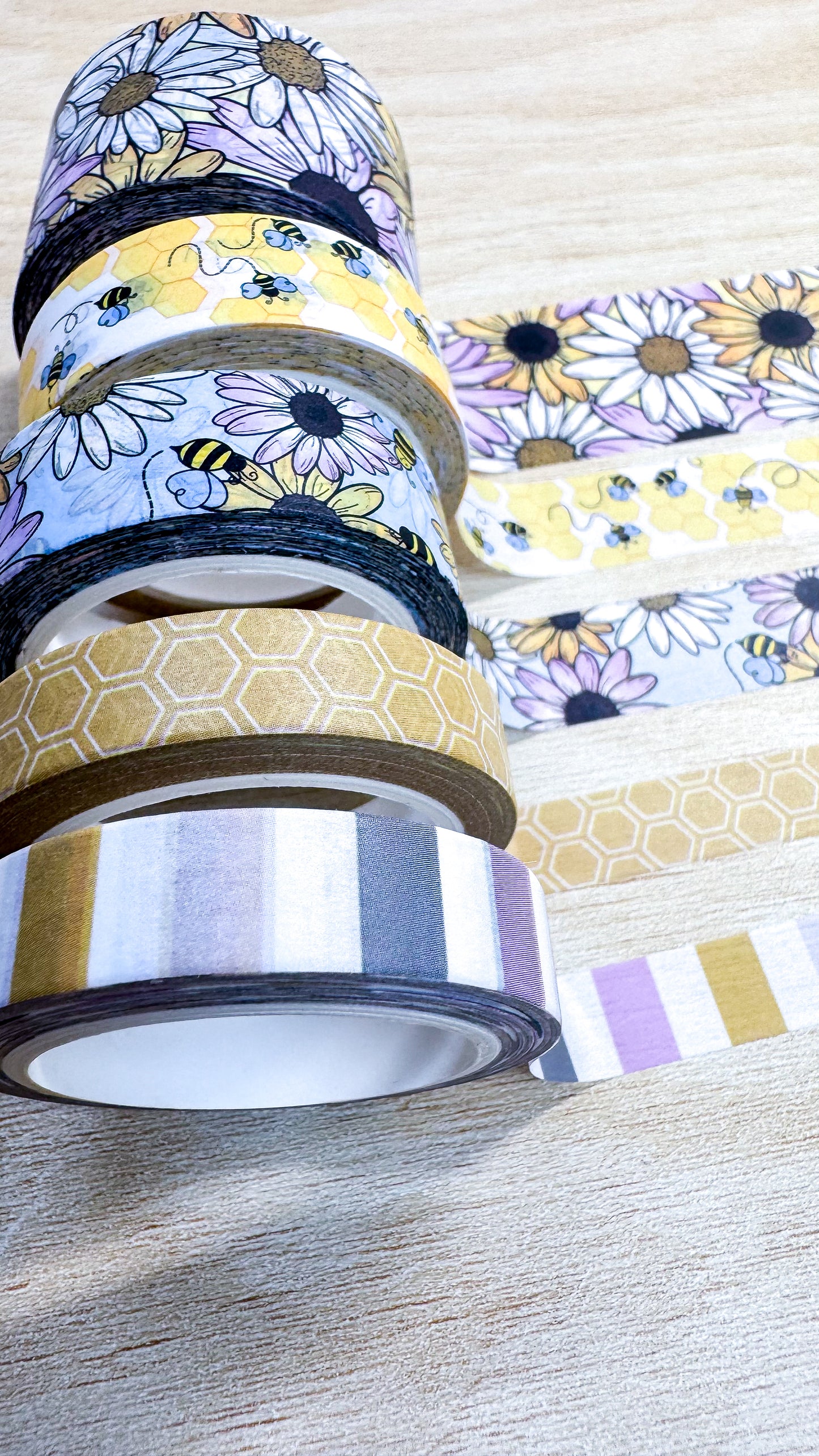 Daisies & Bumblebees Set of 5 Washi Tapes