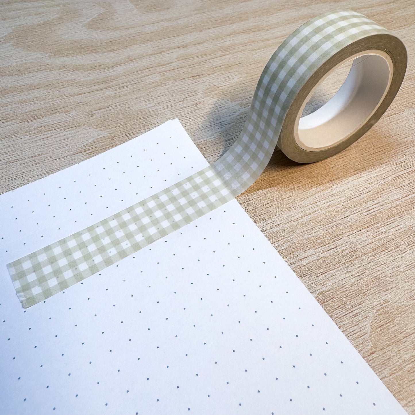 Yellow (Dark Beige) Gingham Washi Tape - 15mm