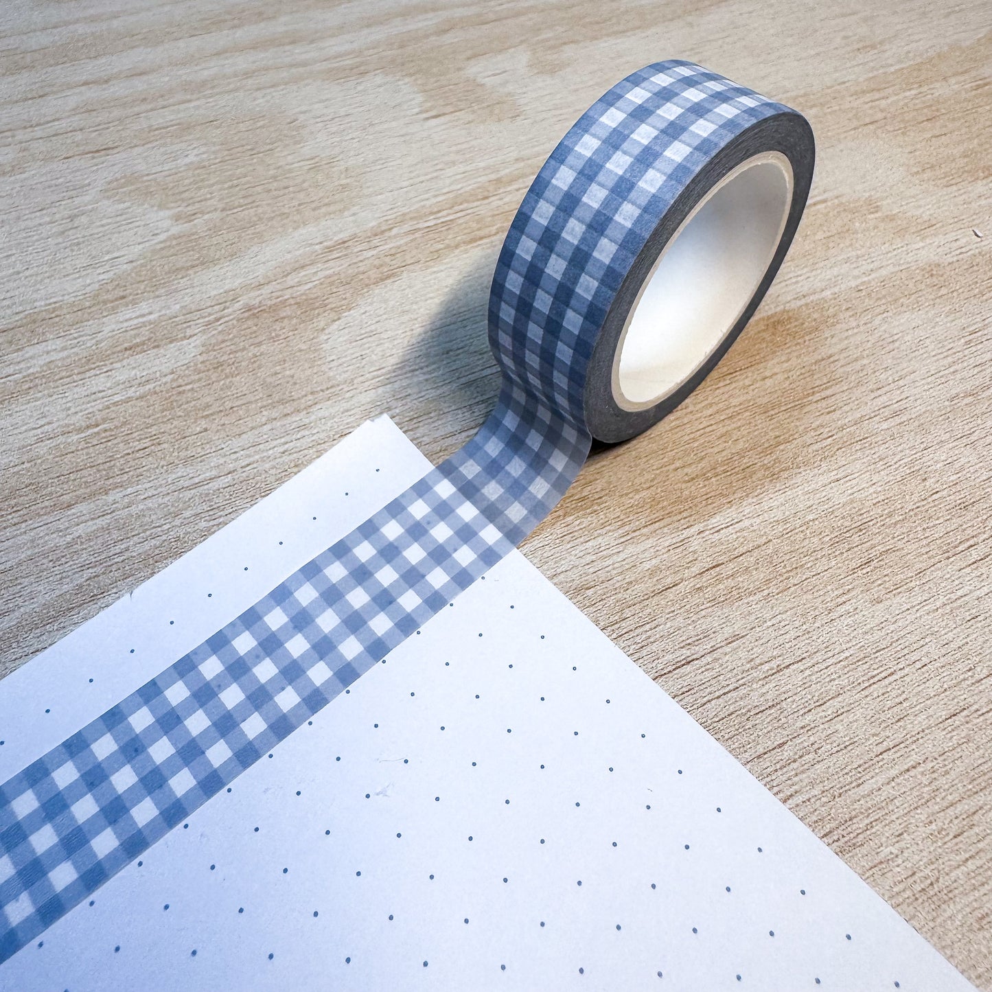 Gray-blue Gingham Washi Tape - 15mm