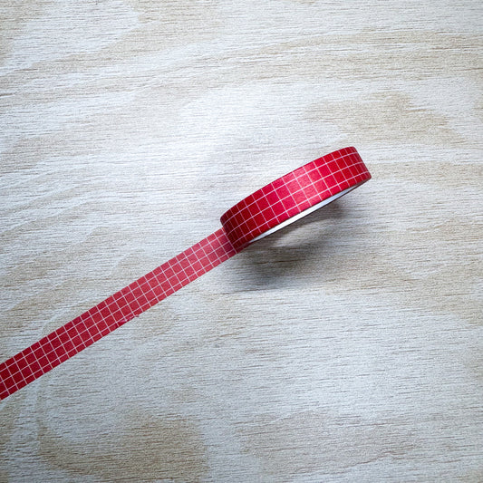 Red Grid Washi Tape - 10mm