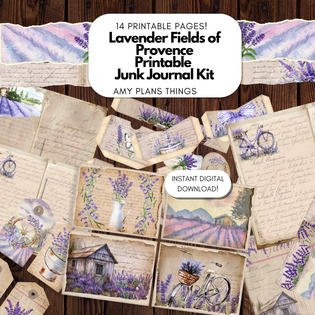 Lavender Fields of Provence Junk Journal Kit - Digital Download/Printable