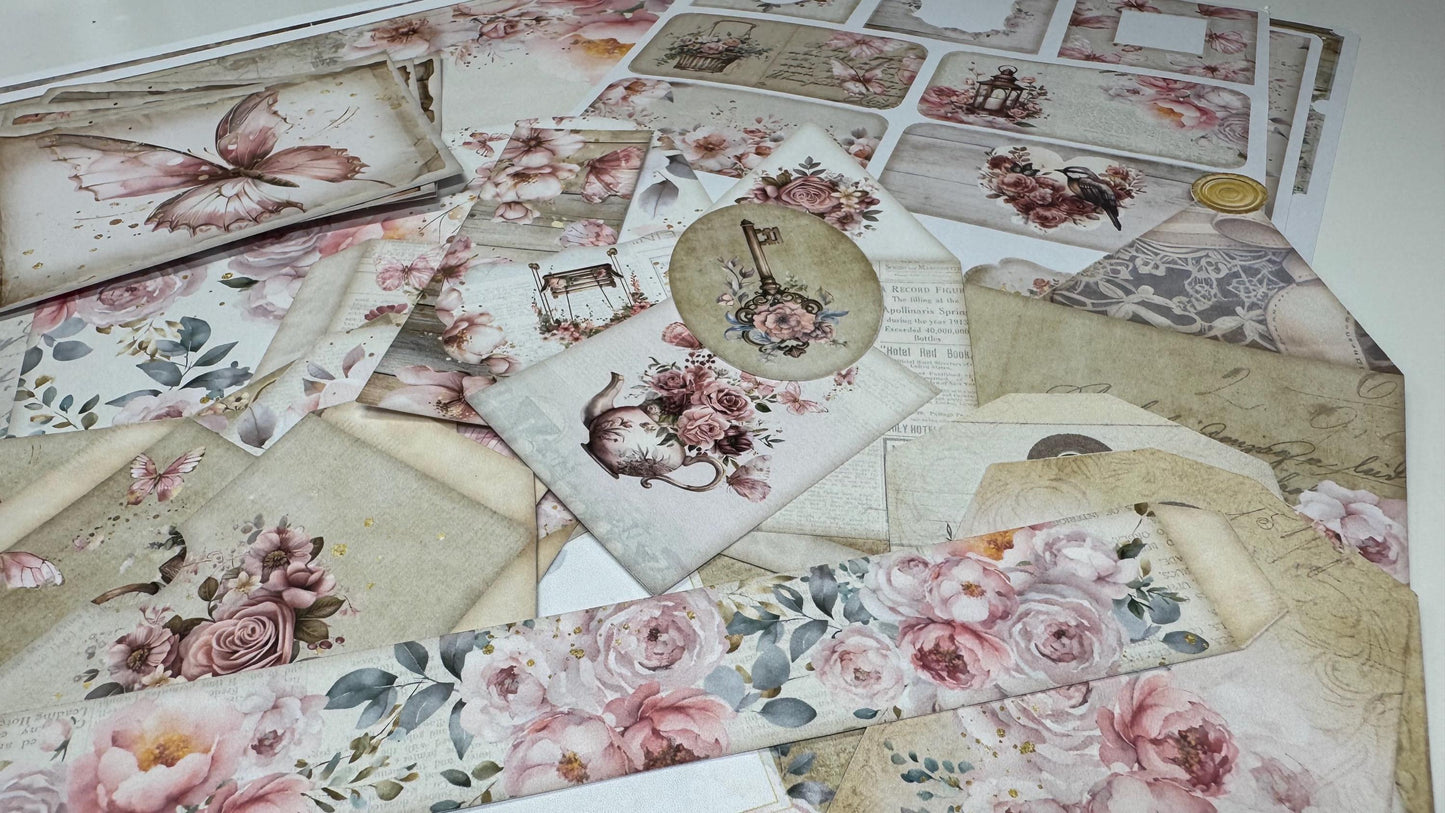 Vintage Valentine Junk Journal Kit - Digital Download/Printable