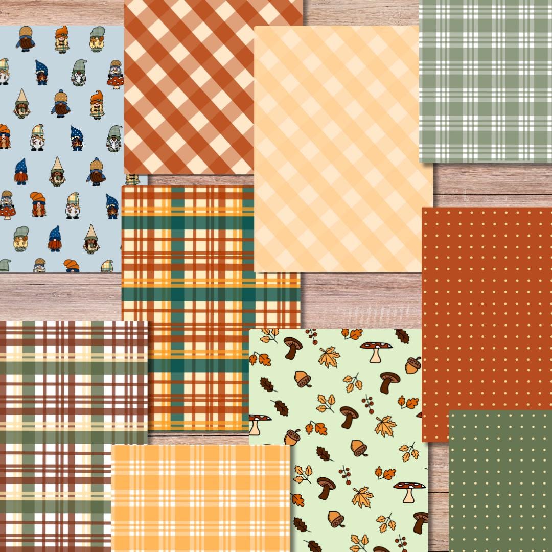 Fall Gnomes Printable Scrapbook Paper 8.5x12