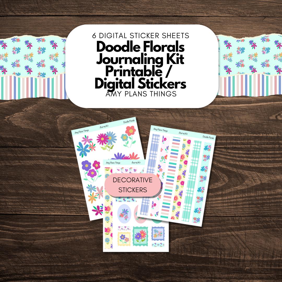 Doodle Florals Printable Journaling Stickers