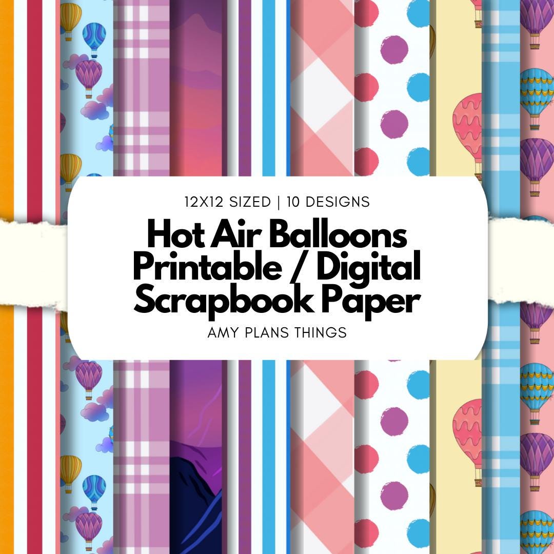 Hot Air Balloons Printable Scrapbook Paper 12x12