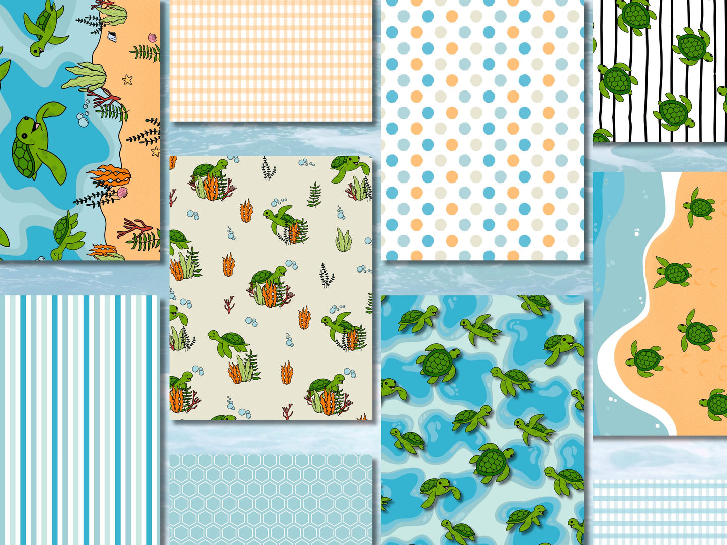 A Sea Turtle's Journey Printable Scrapbook Paper 8.5x11