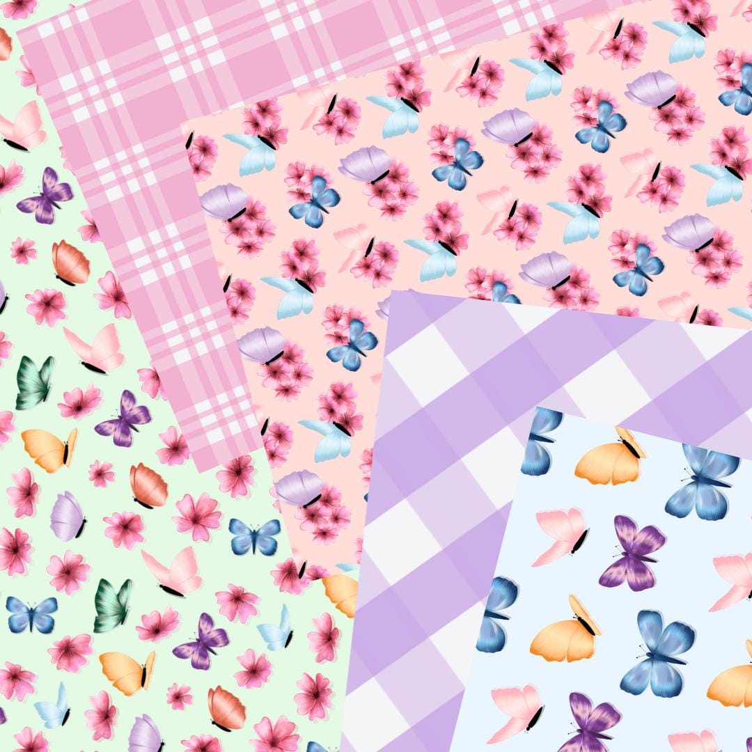 Blossoms & Butterflies Printable Scrapbook Paper 12x12