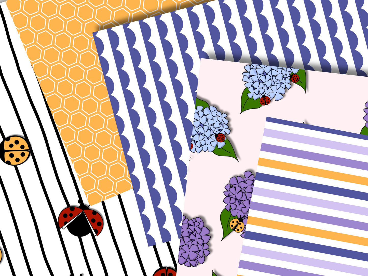 Ladybug + Hydrangea Printable Scrapbook Paper