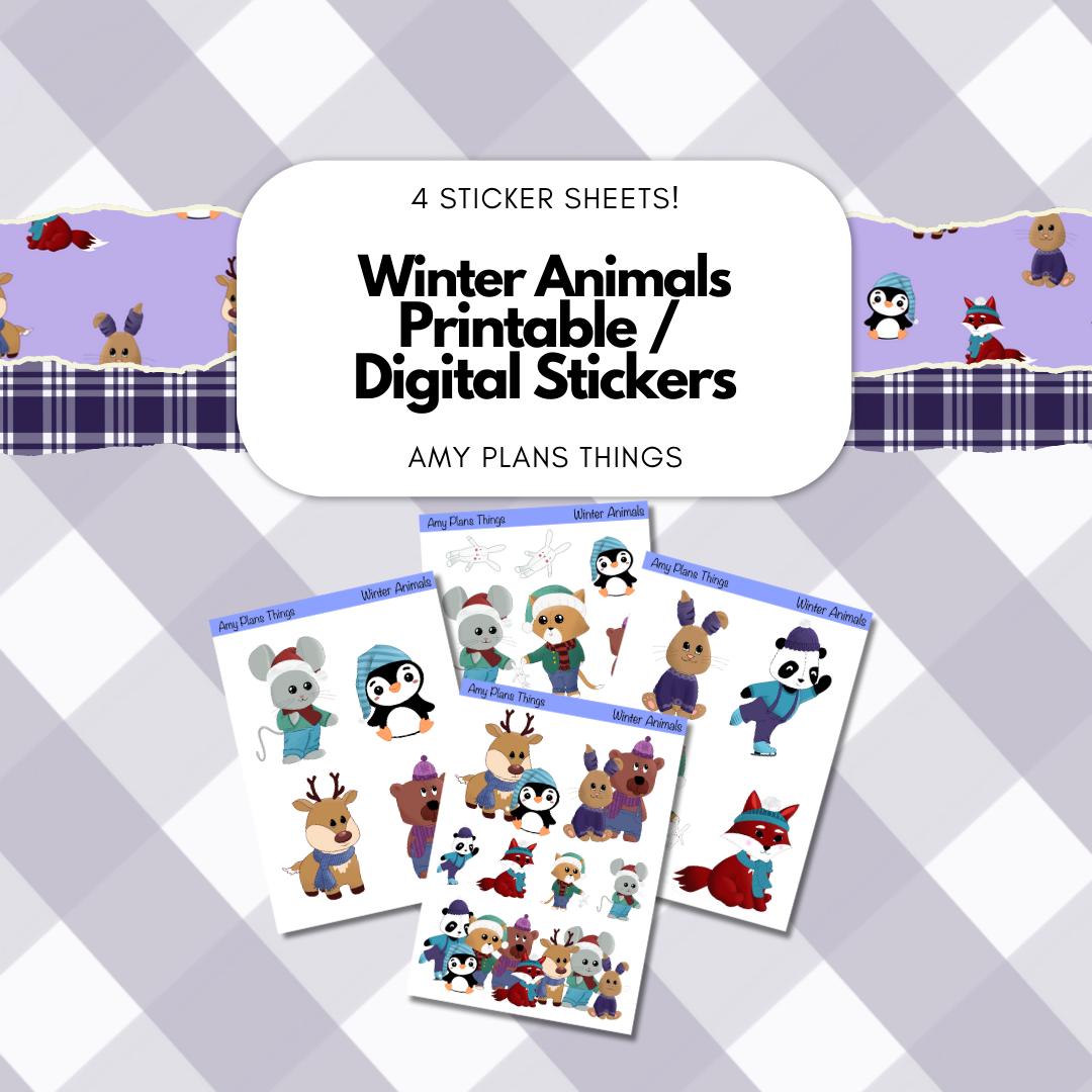 Winter Animals Printable Decorative Stickers